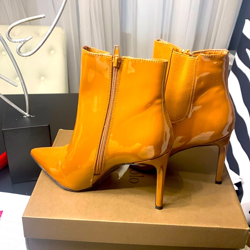 Pan leather boots, color, cognac size 9 1/2